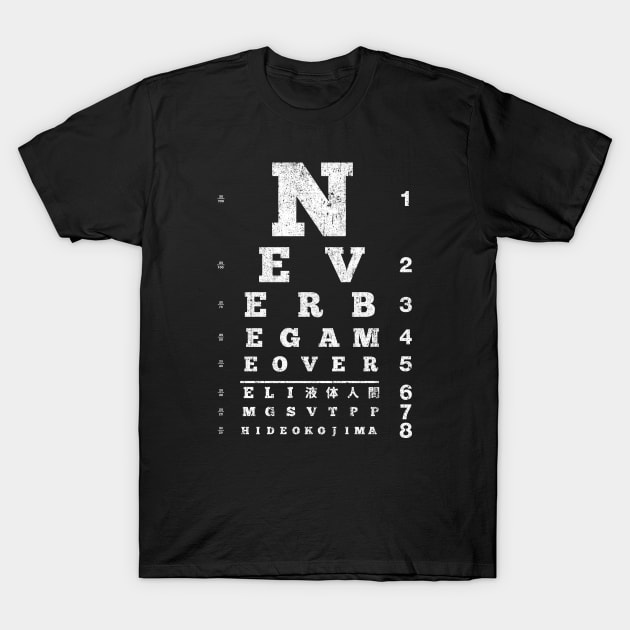 Never Be Game Over Eyechart T-Shirt by huckblade